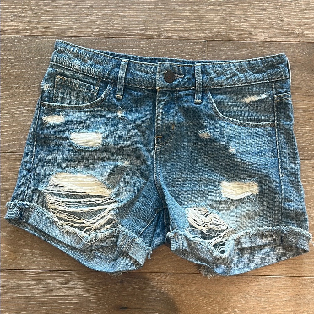 Distressed Blue Denim Shorts